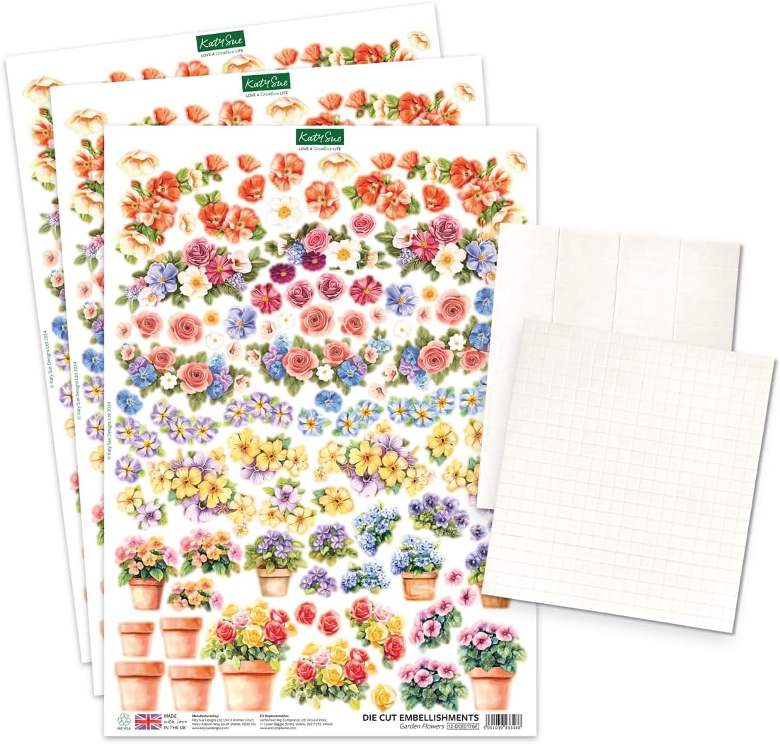 Katy Sue Arched Floral Windows & Doors Card Making Kit, Makes 12 Handmade Cards – inc Die Cut Cards, Decoupage, Envelopes, Foam Pads, Verse Stickers & Instructions, for Card Making & Papercrafting