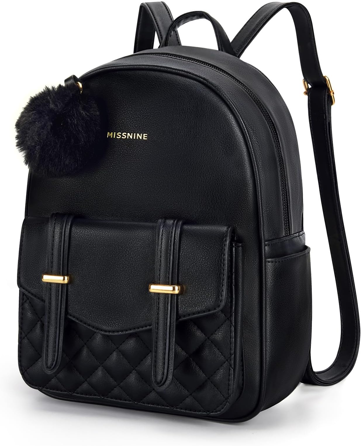 Mini Backpack for Women Cute Small Backpack Purse With Pompom PU Leather Bookbag Small Casual Daypacks For Ladies