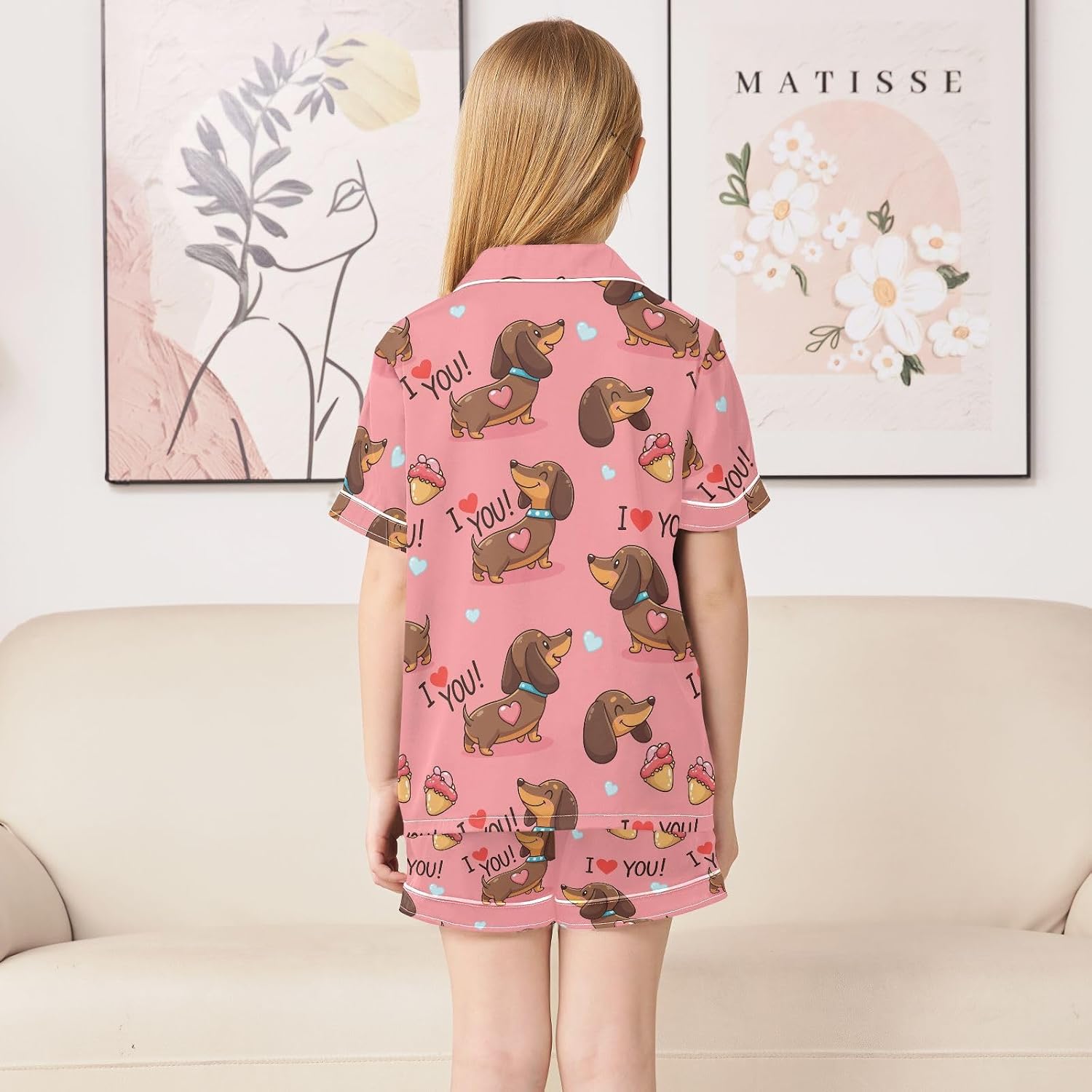 QUGRL Satin Pajama Sets Short Sleeve Button Down Sleepwear Silky Nightwear Loungewear 2 Piece PJS 5-14Y