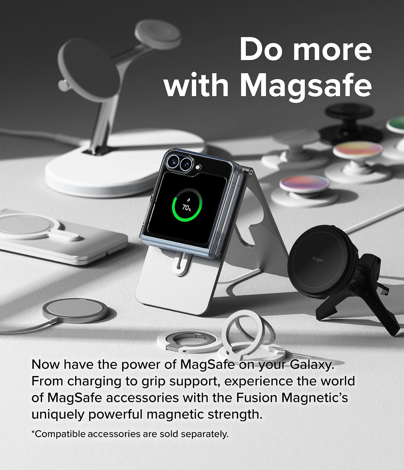 Ringke Fusion [Compatible with MagSafe] Designed for Samsung Galaxy Z Flip 7 FE Case and Z Flip 6 Case, Transparent Scratch Resistant Shockproof Bumper Phone Cover - Magnetic Clear