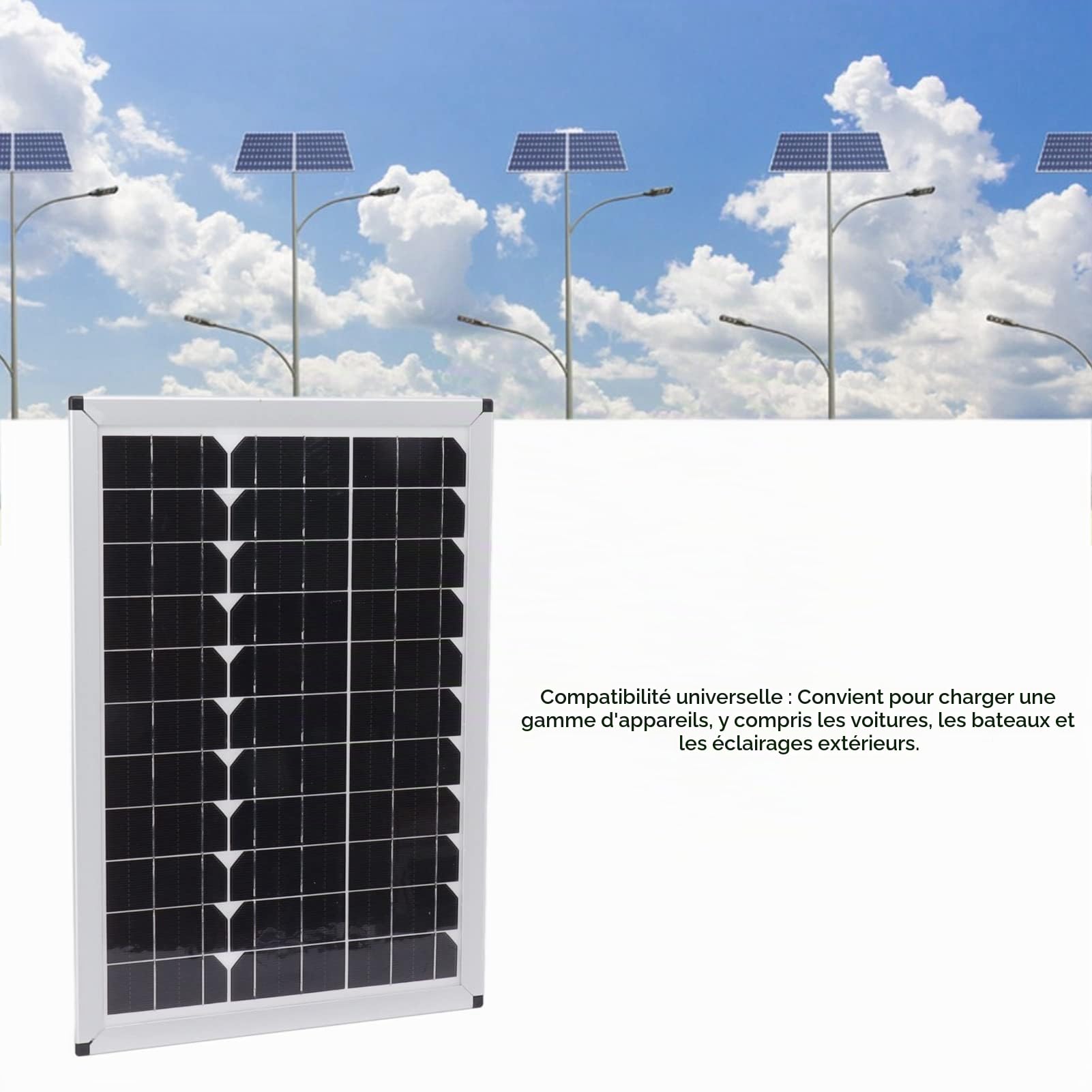 Kit de Panneau Solaire 100W E avec Contrôleur 20A 12V 24V pour le Camping en Voiture
