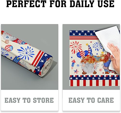 Miniatura 6 de Juego de 4 manteles individuales de gnomos de chef, 12 x 18 pulgadas, a cuadros de búfalo, para cocina, granja, lavables, a prueba de calor, para el