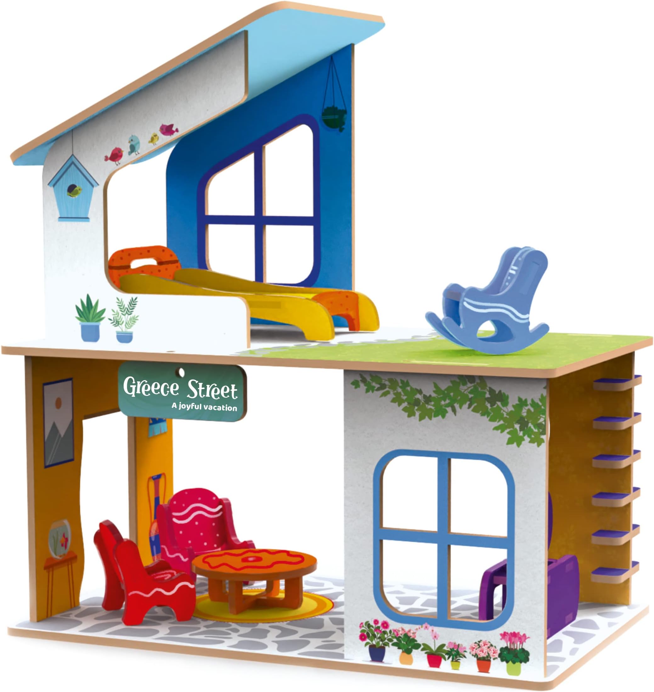 Webby DIY Greece Street Wooden Doll House for Girls and Boys