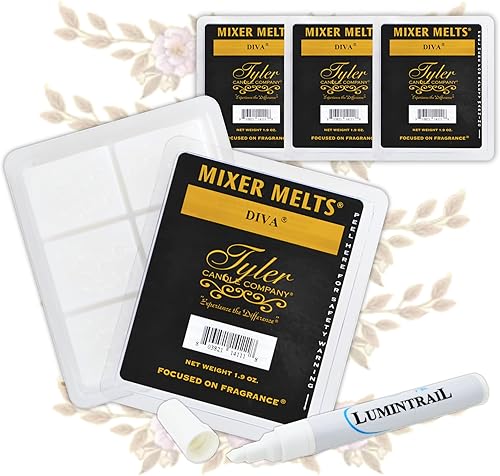 Tyler - Mezclador de velas para derretir, aroma Diva, juego de 4 tartas de cera perfumada para calentadores de cera