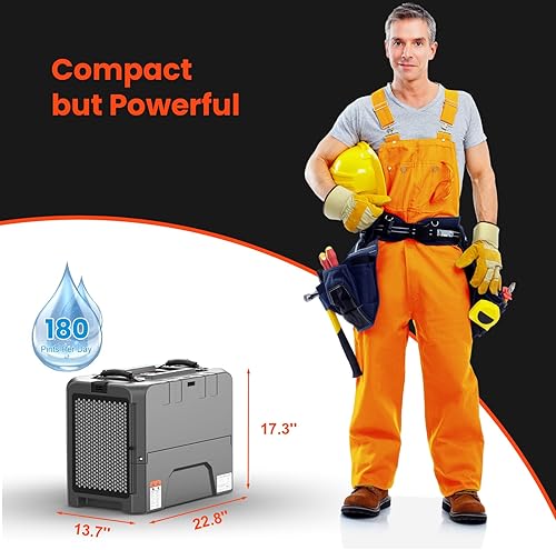 Miniatura 6 de Abestorm Deshumidificadores comerciales de 180 PPD con bomba, deshumidificador LGR para espacio de rastreo, sótano, gran espacio, deshumidificador