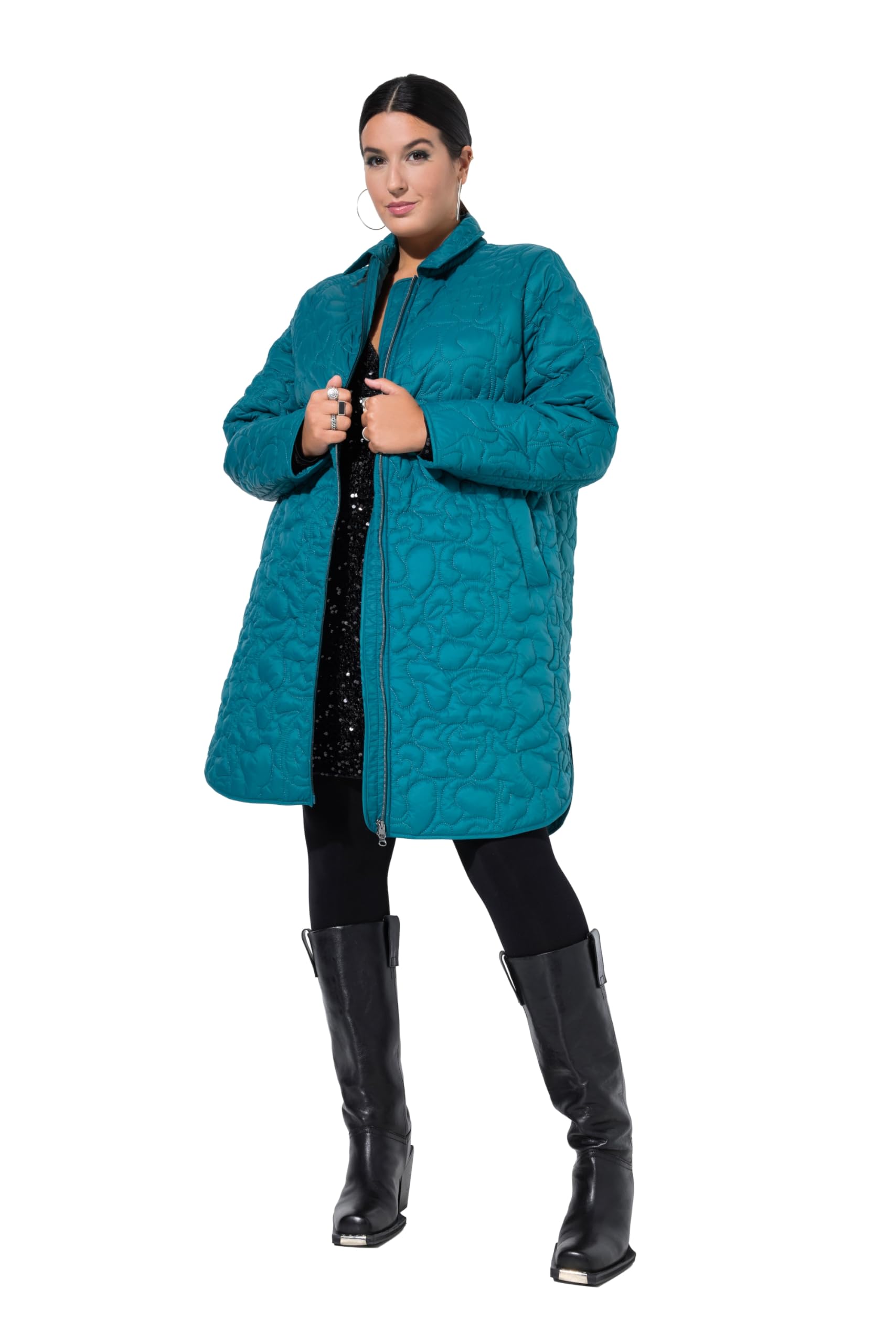 Studio Untold Damen große Größen Übergrößen Plus Size Steppmantel, Loose Shape, Leichtstepp, Leo-Stepp 845359