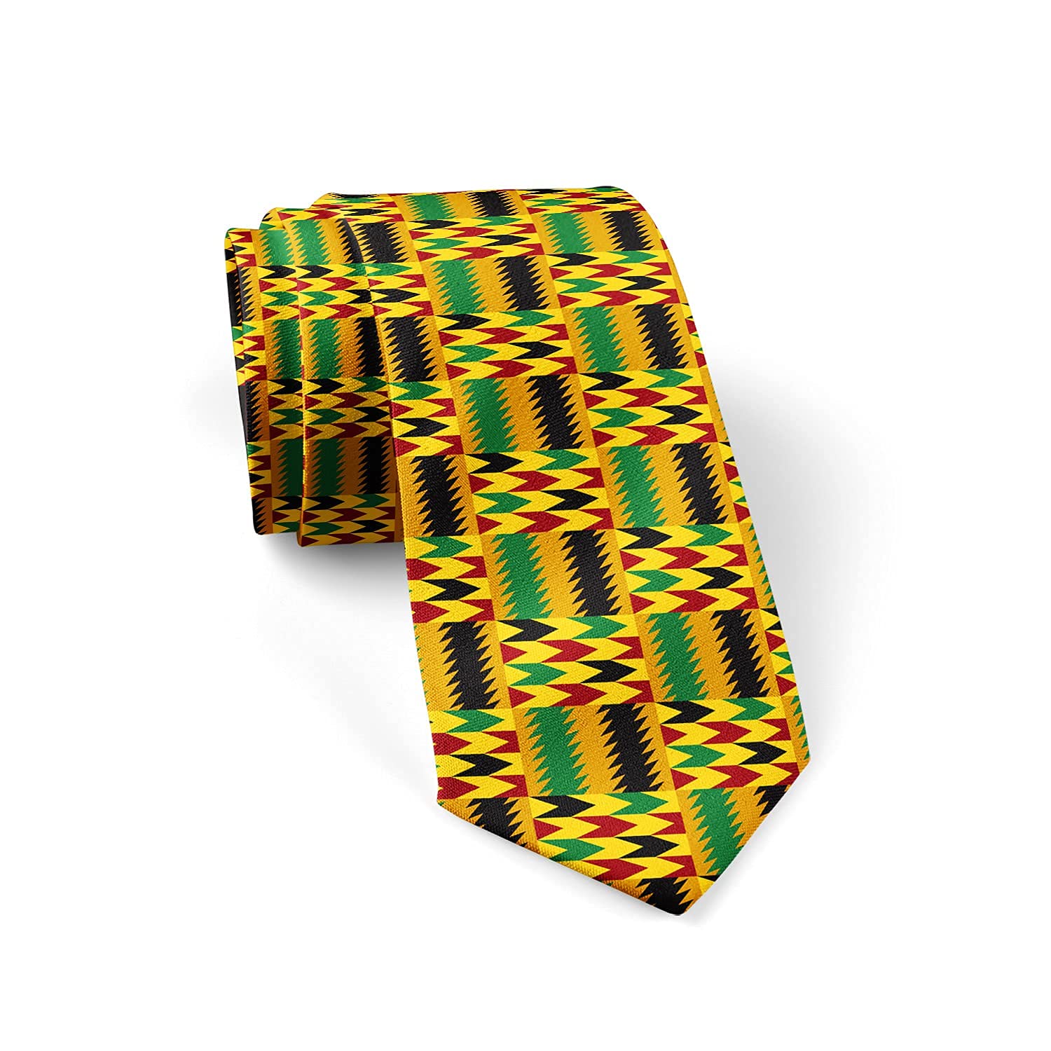 zerosevenee Kente Cloch Atyle Men's Skinny Tie Fashion Necktie, Great for Weddings, Groom, Groomsmen, Missions, Dances, Gifts.