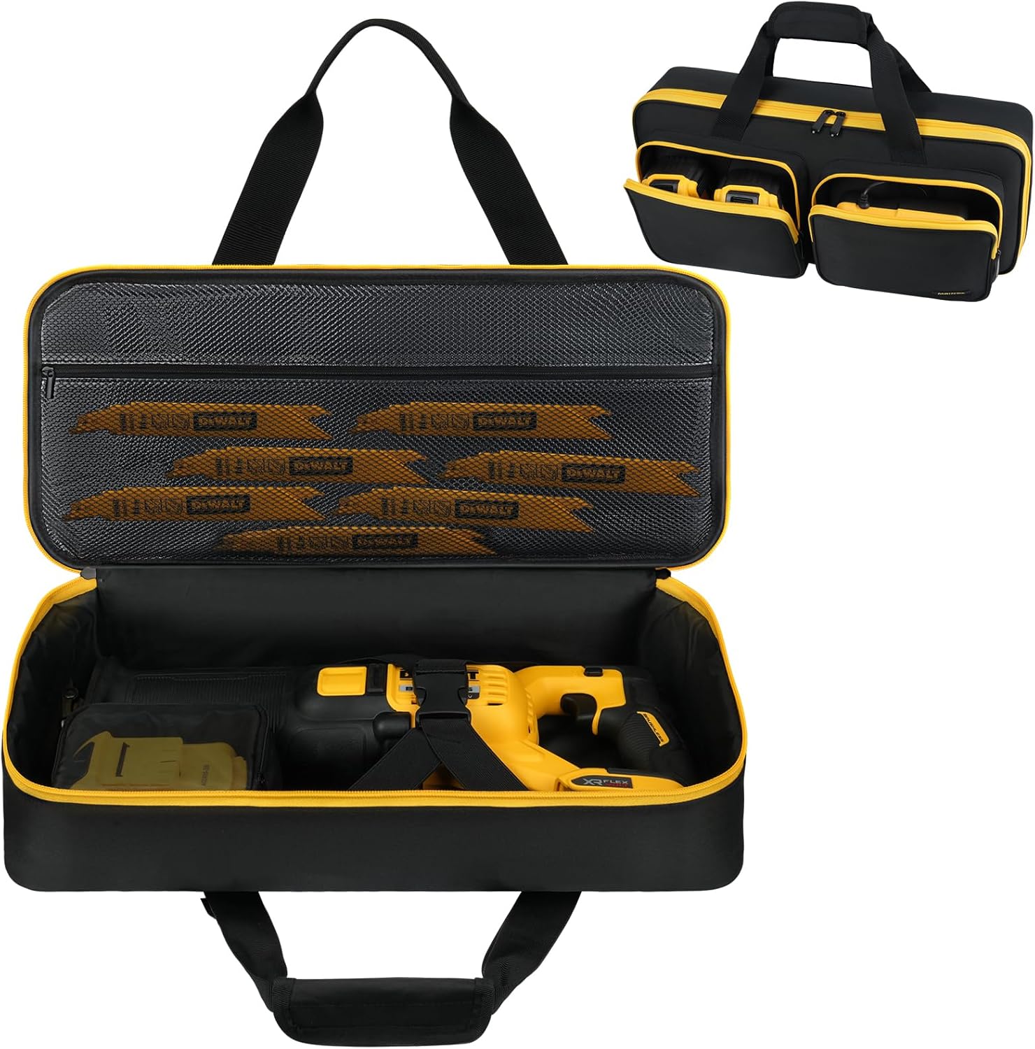 Carrying Case Compatible with DEWALT 20V/60V Reciprocating Saw DCS380B/DCS382B/DCS389B and Milwaukee M18 2821-20/2621-20/2722-20, ​​with Multiple Accessory Pockets for RYOBI PCL515B Reciprocating Saw