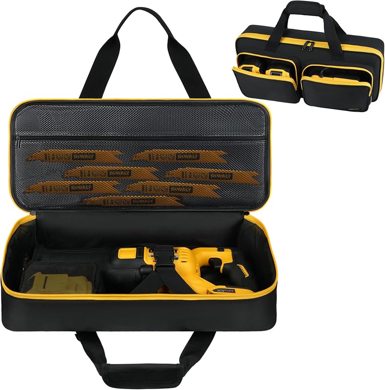 Carrying Case Compatible with DEWALT 20v/60v Saw DCS380B/DCS382B/DCS389B | Reciprocating saw case Compatible with Milwaukee M18 2821-20/2621-20/2722-20 and RYOBI PCL515B, Multiple Accessory Pockets