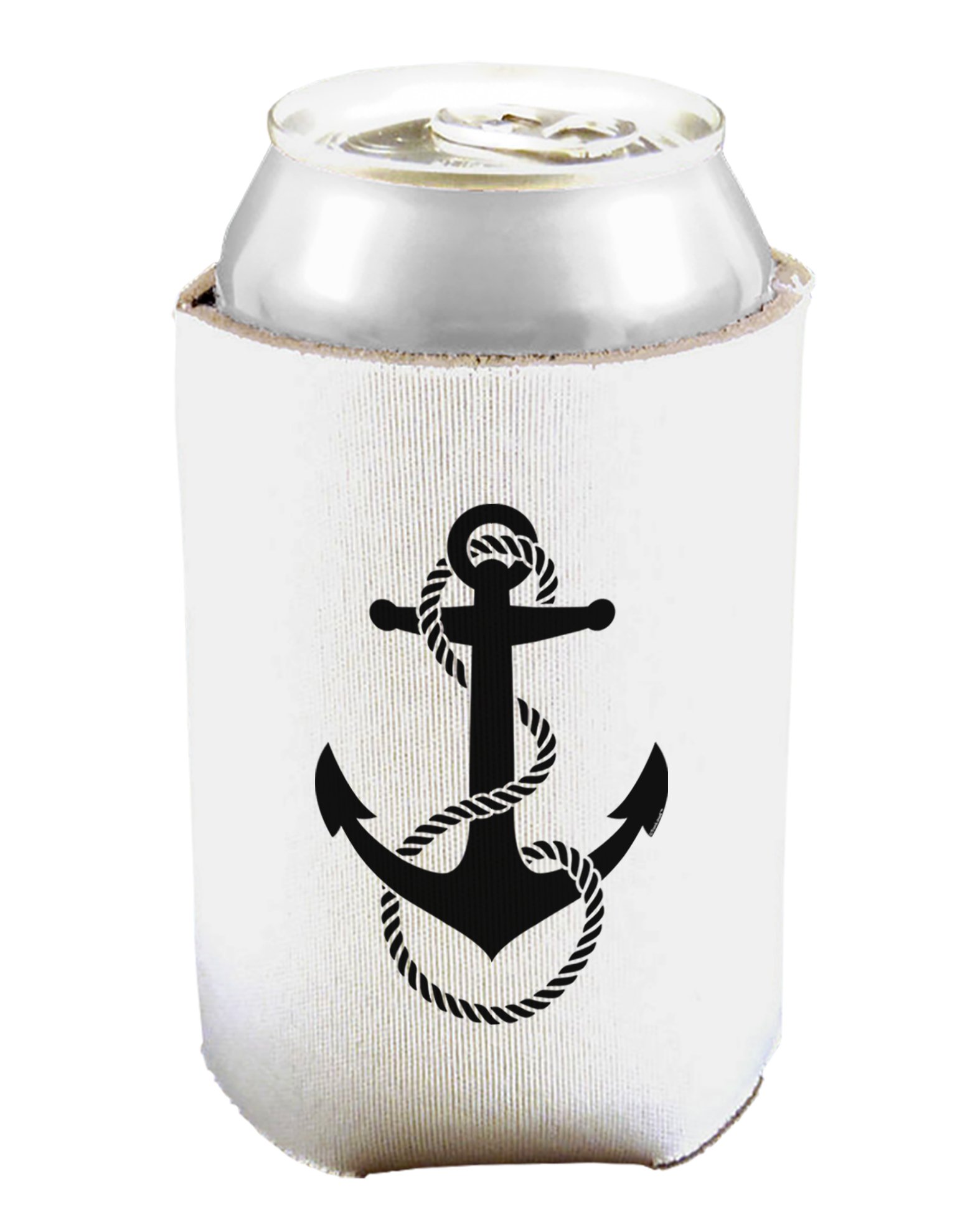 Nautical Sailor Rope Anchor Can and Bottle Insulator Cooler - White 2 Pack