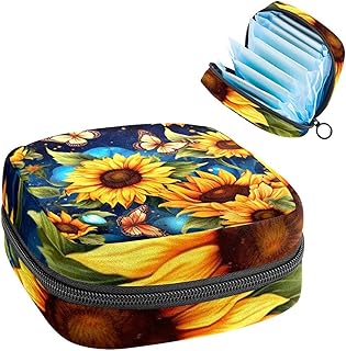 RODAILYCAY Starry Sky Sunflower Butterfly Menstrual Pad Purse for School, Tampons Collect Pouch for Women Girls, Soft Sanitary Napkin Disposal Bags