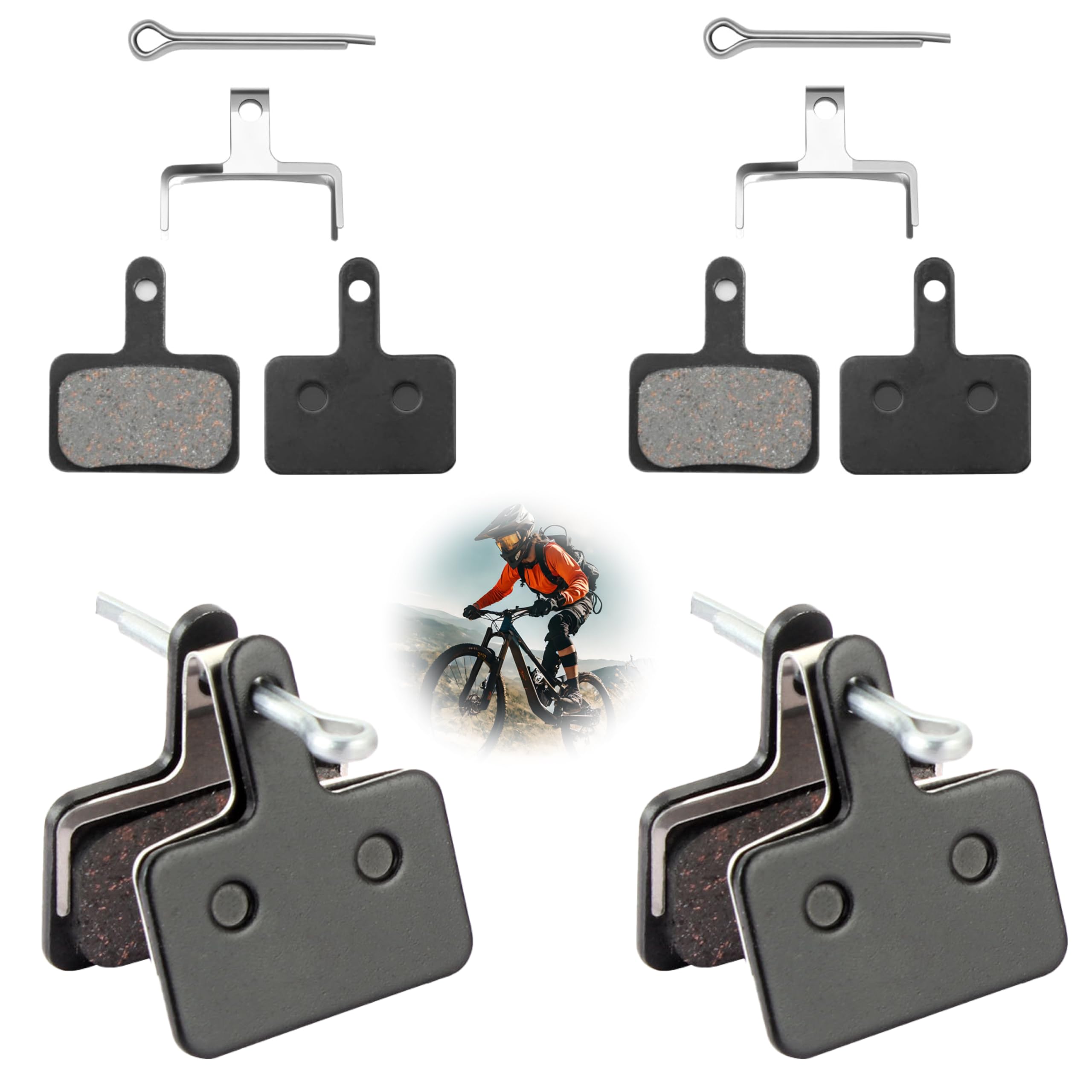 4 pary klocków hamulcowych Shimano Semi-Metallic i klocków żywicznych Shimano B01S do rowerowych hamulców tarczowych | klocki hamulcowe rowerowe B01S B03S B05S MT200 MT400 MT500 i dla Tektro