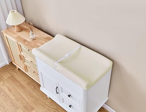 Miniatura 5 de Funda de muselina para cambiador de pañales para bebés, niños y niñas, ultra suave, transpirable, funda para cambiador de pañales (beige)