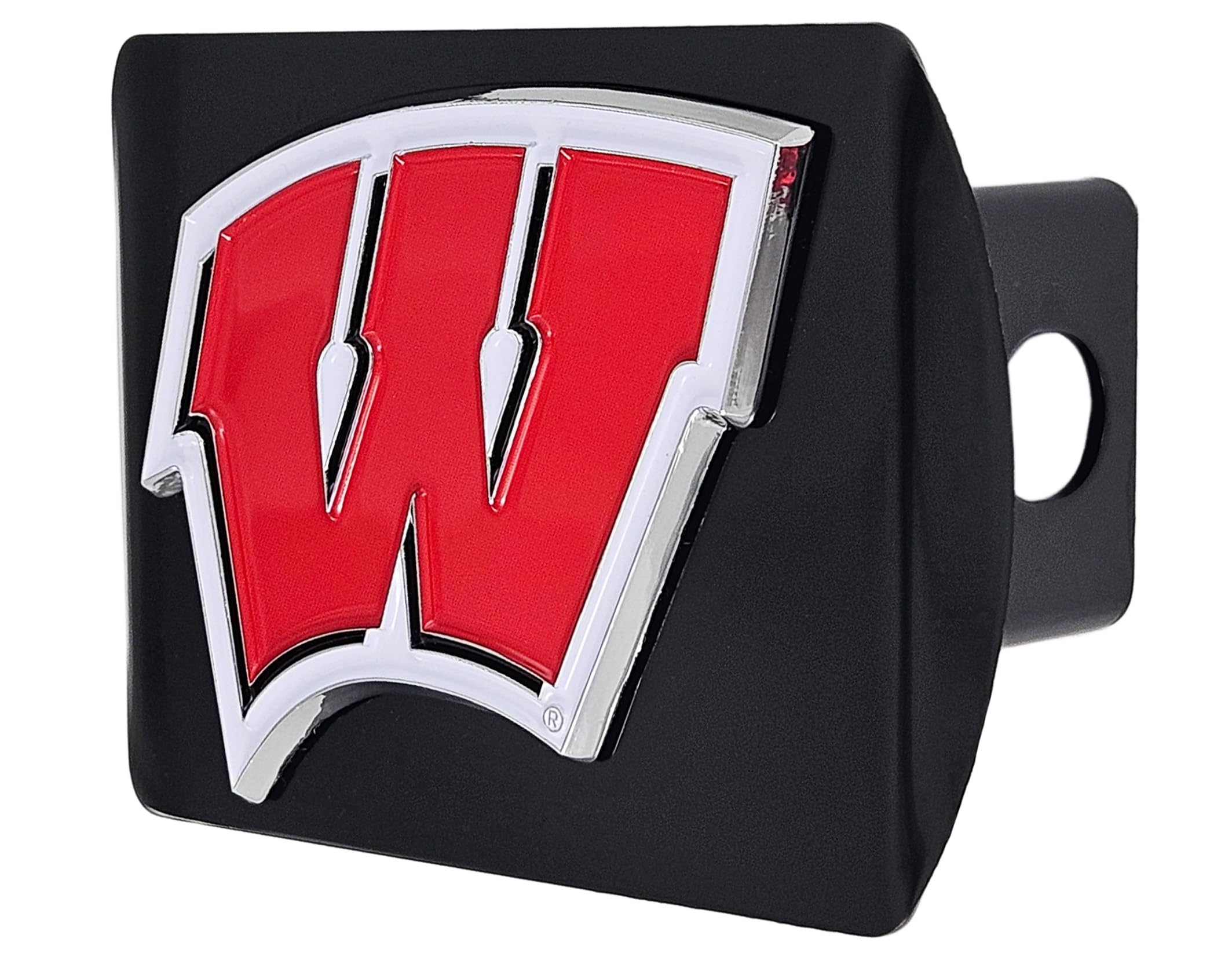 FANMATS 22854 Wisconsin Badgers Black Metal Hitch Cover - 3D Color Emblem