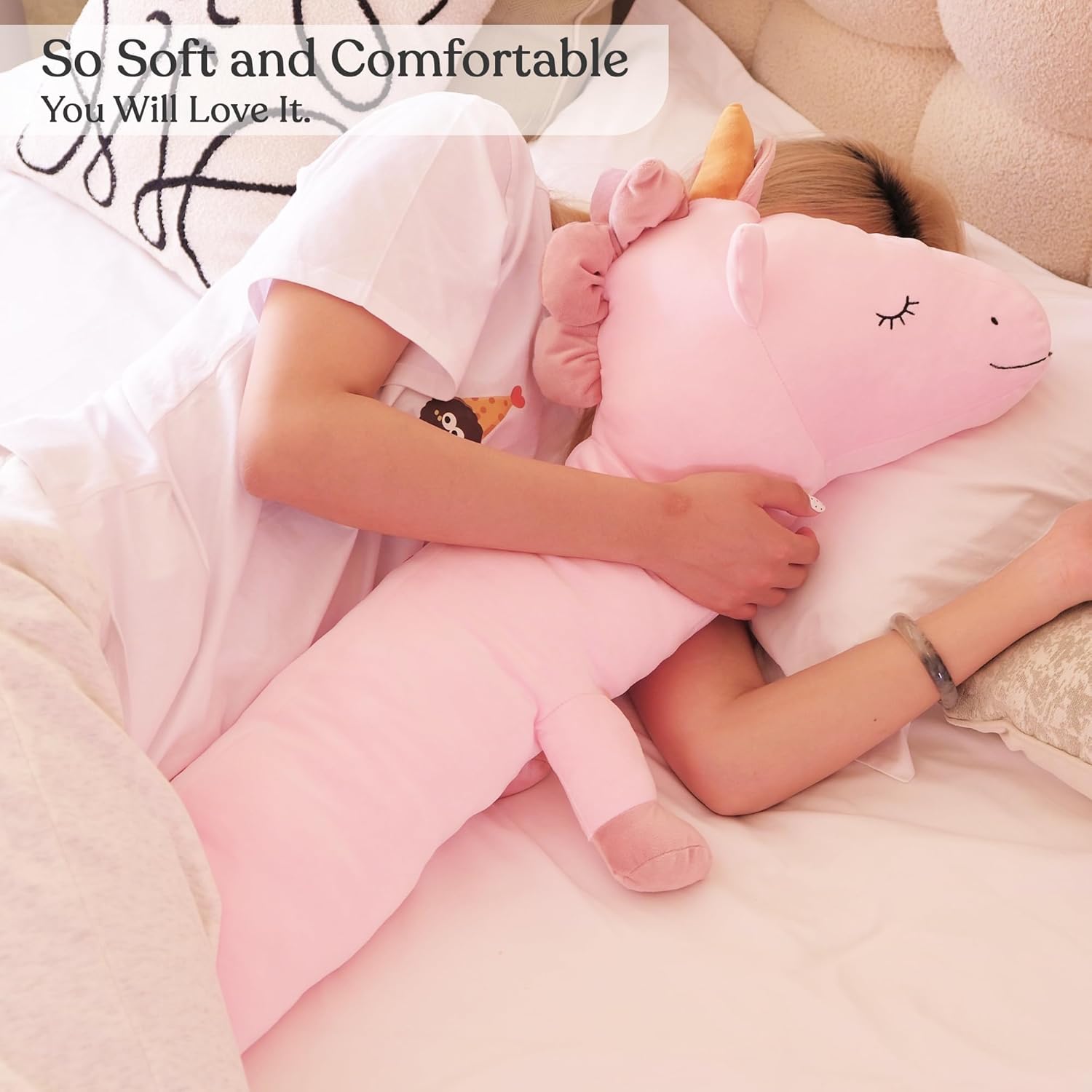Unicorn Bed Snake 6 FT Long Pillow for Bed – Decorative Plush Cushion Long Body Pillow – Large Stuffed Animals – Body Pillows for Adults & Kids – Giant Stuffed Animal Cozy Room Decor