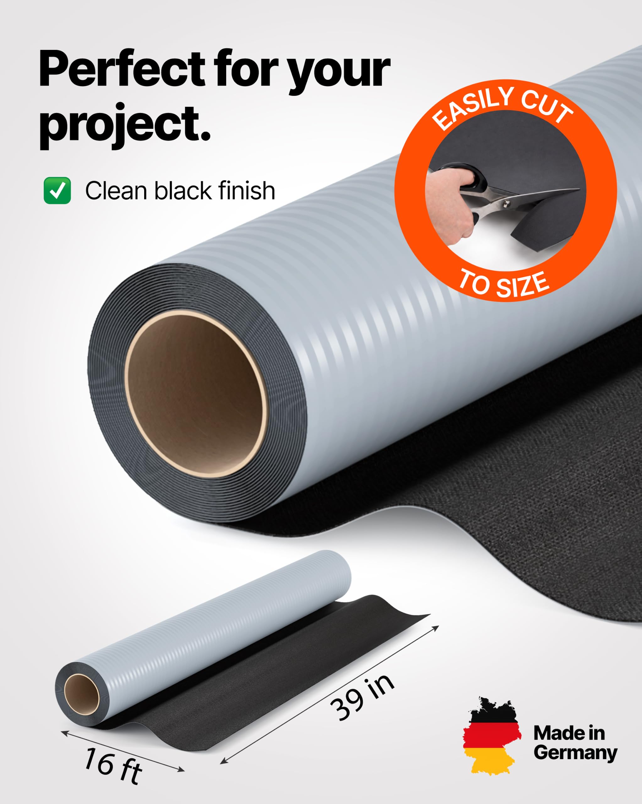 Membrana de techo EPDM EasyStick, reforzada, impermeable, autoadhesiva, membrana de techo (negro, 39 pulgadas x 16 pies)