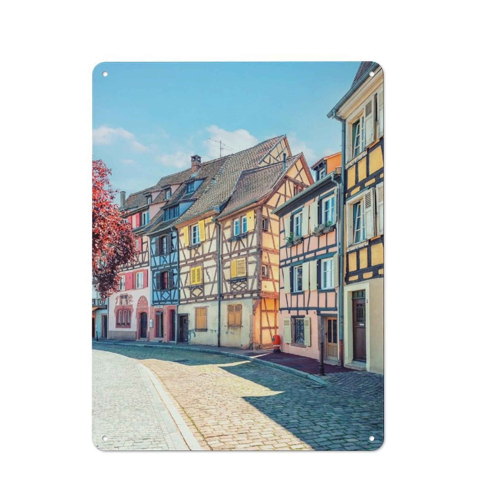 Junmoney Colmar Street For Garden Room Or Summerhouse, Retro Metal Sign 40X30cm, For Metal Sign Collectors, For Vintage Wall Decor Fans