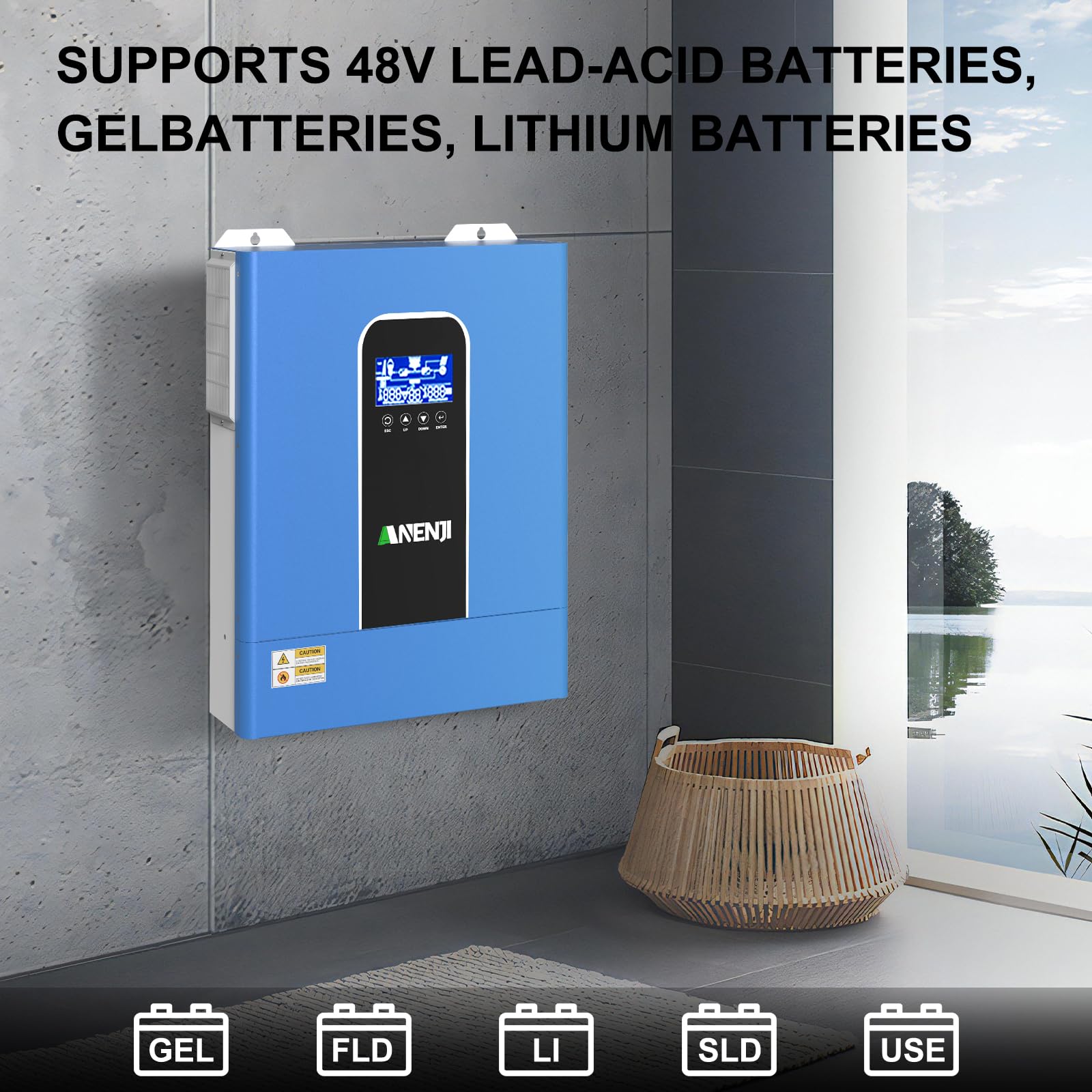 Inverter ibrido 11000 W, 48 V, funziona senza batteria, funzione parallela, max PV 500 Vdc, inverter sinus puro 230 V, regolatore MPPT 120 A, per batterie al litio