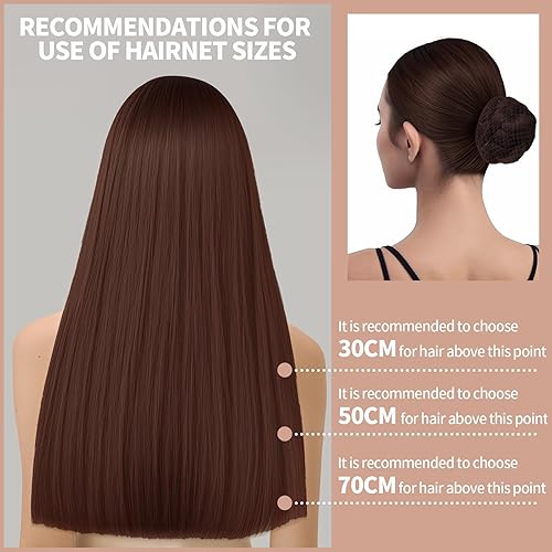 Miniatura 4 de Teenitor - 40 redes invisibles para el cabello para recitales de ballet, bollos de bailarina, 80 pines para hacer moños, marrón, 3 tamaños