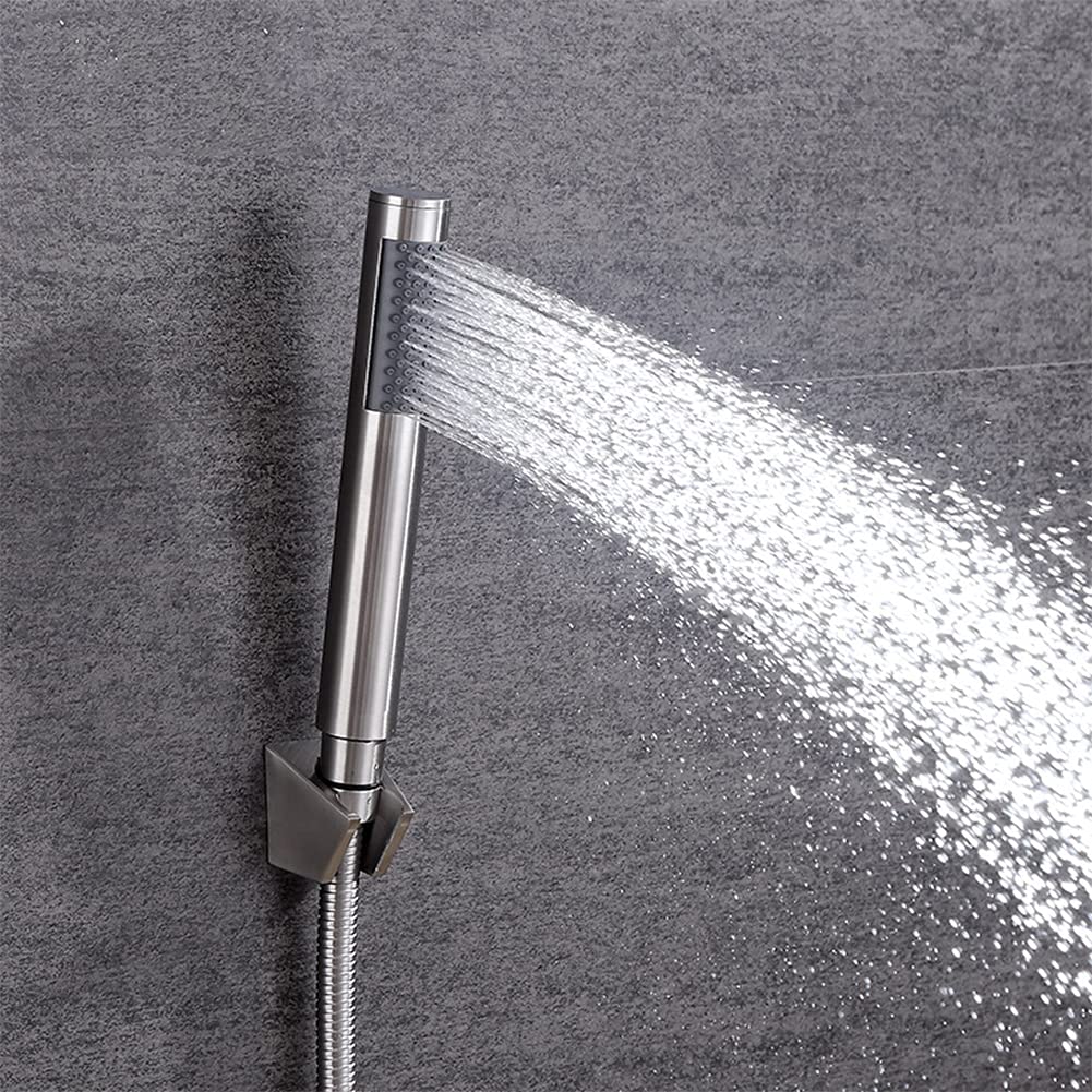 Grifo Bañera Con Alcachofa De Mano, Monomando Acero Inoxidable Cepillado Mezclador De Bañera Montaje En Pared, Incluye Soporte Y Manguera De 150 Cm, Grifo De Ducha