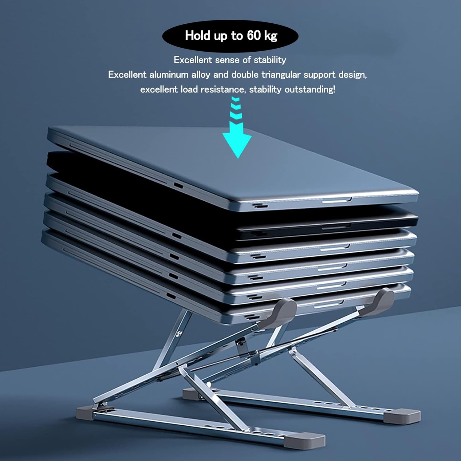 Adjustable Laptop Stand, Portable Aluminum Holder for 10-17" Laptops & Tablets, Ergonomic Riser for Desk, Lightweight Foldable Design for Home Office & Travel, Silver