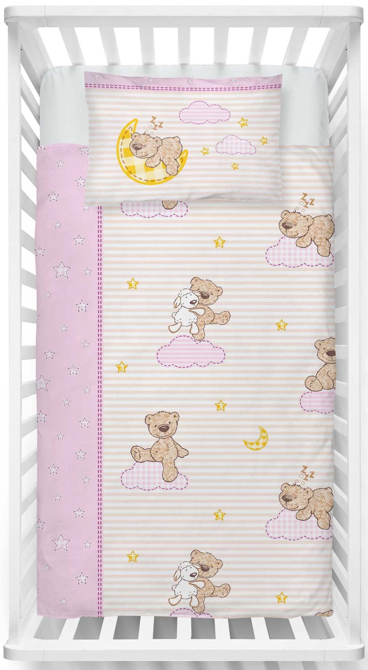 Parure de lit bébé fille LINKHOFF rose à étoiles, cadeau de naissance