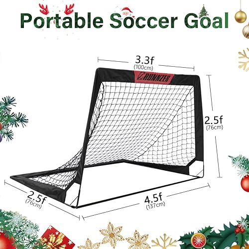 Miniatura 2 de Portería de fútbol para niños, red de fútbol desplegable para patio trasero, juego de 2 con funda de transporte portátil