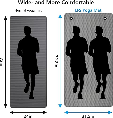 Miniatura 2 de LFS Alfombrilla de yoga de 315 pulgadas de 0394in extra ancha y extra gruesa antideslizante para ejercicio y fitness con banda y bolsa de yoga para