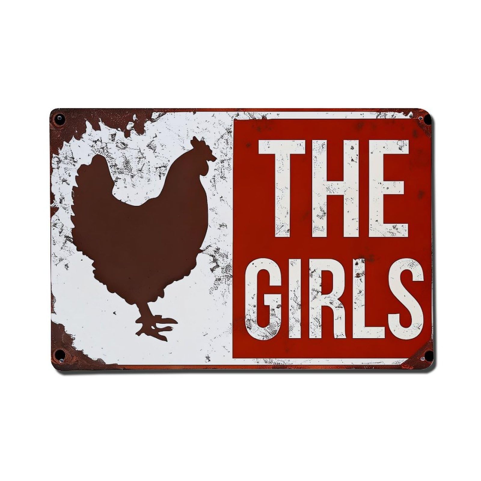 Jdfenggu Girls Vintage The Chicken Silhouette Sign Retro Metal Tin Sign, Metal Poster For Bar, Home, Man Cave, Kitchen, Laundry Room Art Decor 8X12 Inch