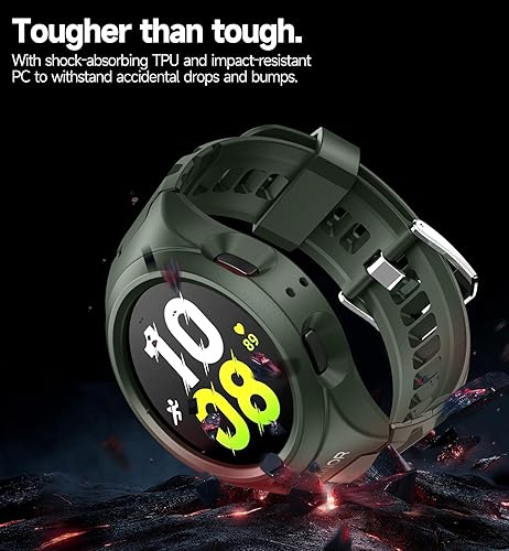 Miniatura 7 de Dexnor Funda para Samsung Galaxy Watch 3454 Classic5 Pro Band 1.732 in 1.772 in 1.811 in, nueva actualización bisel elevado y a presión, funda