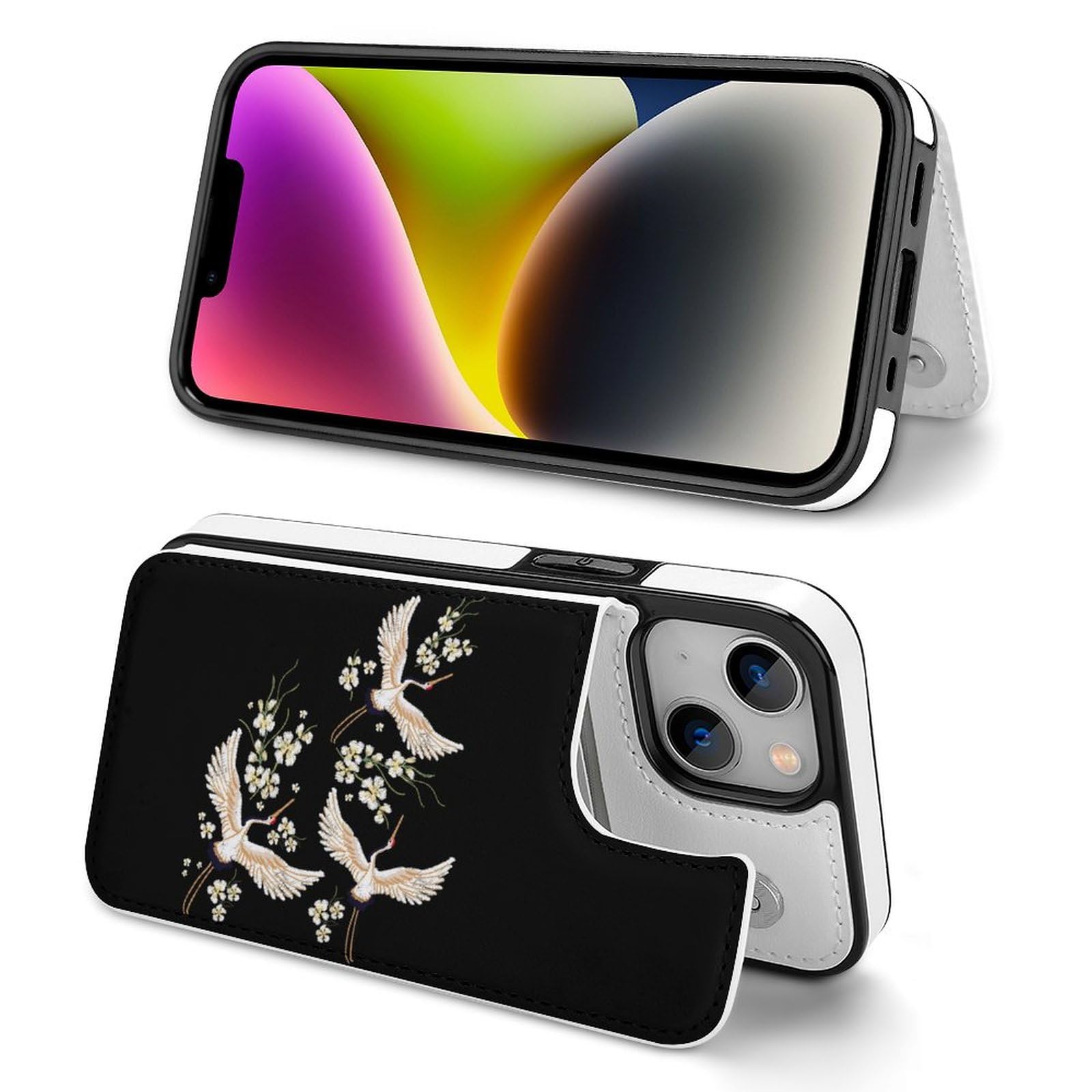 Amazon.co.jp: iPhone 16 Proケース 手帳型 鶴柄 和風 和柄