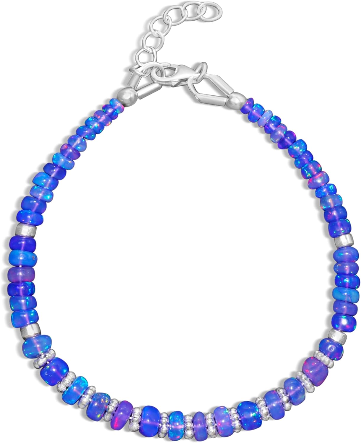 GOODSTONE JEWELS Beaded Bracelet for Women in 18K Gold Plated 925 Sterling Silver Natural Opal, Emerald, Ruby & Moonstone Jewelry Gift for Her Wedding|Anniversary|Engagement (Size - 6-8 Inches)