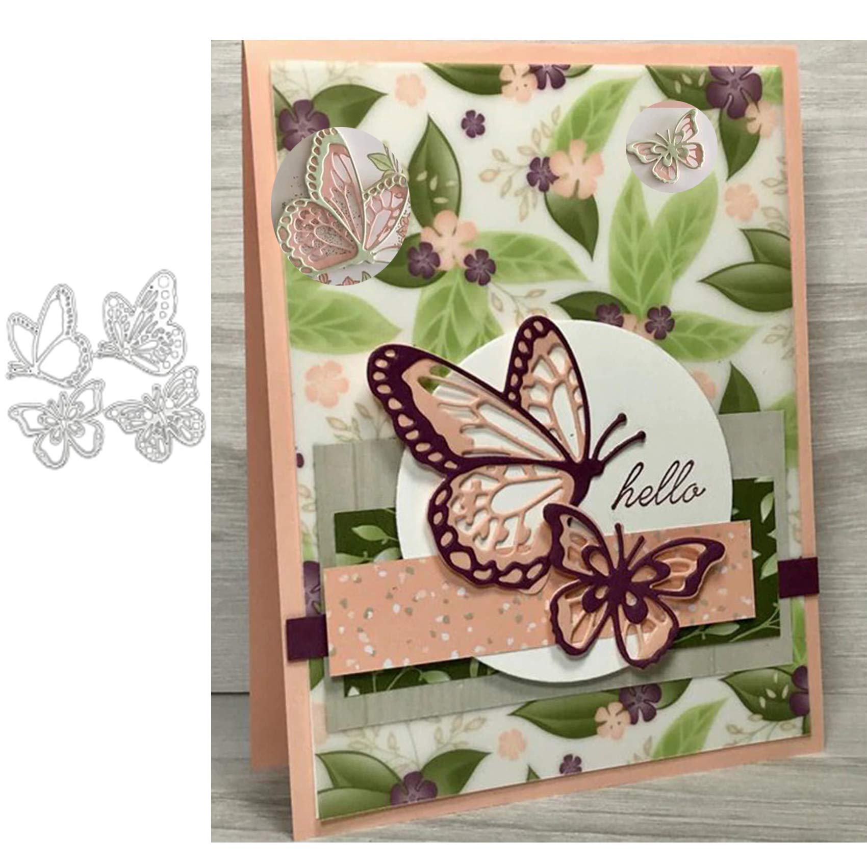 Adies 4pcs Fly Butterfly Metal Die Cuts,Spring Flower Butterfly Wedding Card Cutting Dies Cut Stencils for DIY Scrapbooking Embossing Paper Scrapbooking Card Making, 9.5cm*9cm3.74x3.54