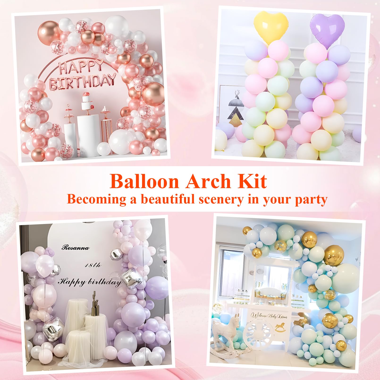 Verstellbarer Ballonbogen Rahmen mit Basis, biegbares Kit für Geburtstag, Hochzeit, Babyparty Party (Schwarz)