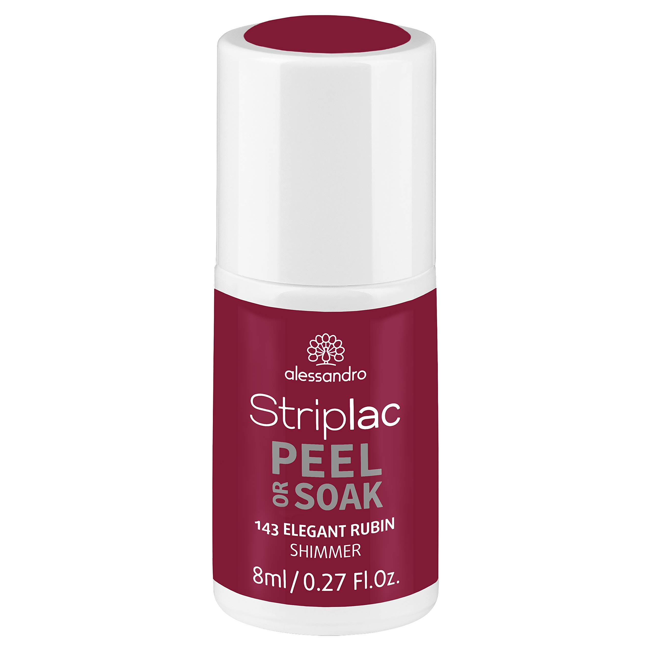 alessandro Striplac Peel or Soak Vegan Elegant Ruby LED Nail Polish in Dark Red Pink with Shimmer for Perfect Nails in 15 Minutes 8 ml