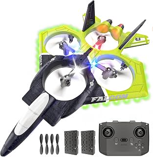BEZGAR RC Airplane, 2.4GHZ Remote Control Airplane, Gesture Remote Control Plane, 360° Flip Fighter Jet Toy, Toys for Ages 8+ with Colorful LED Navigation Lights Green