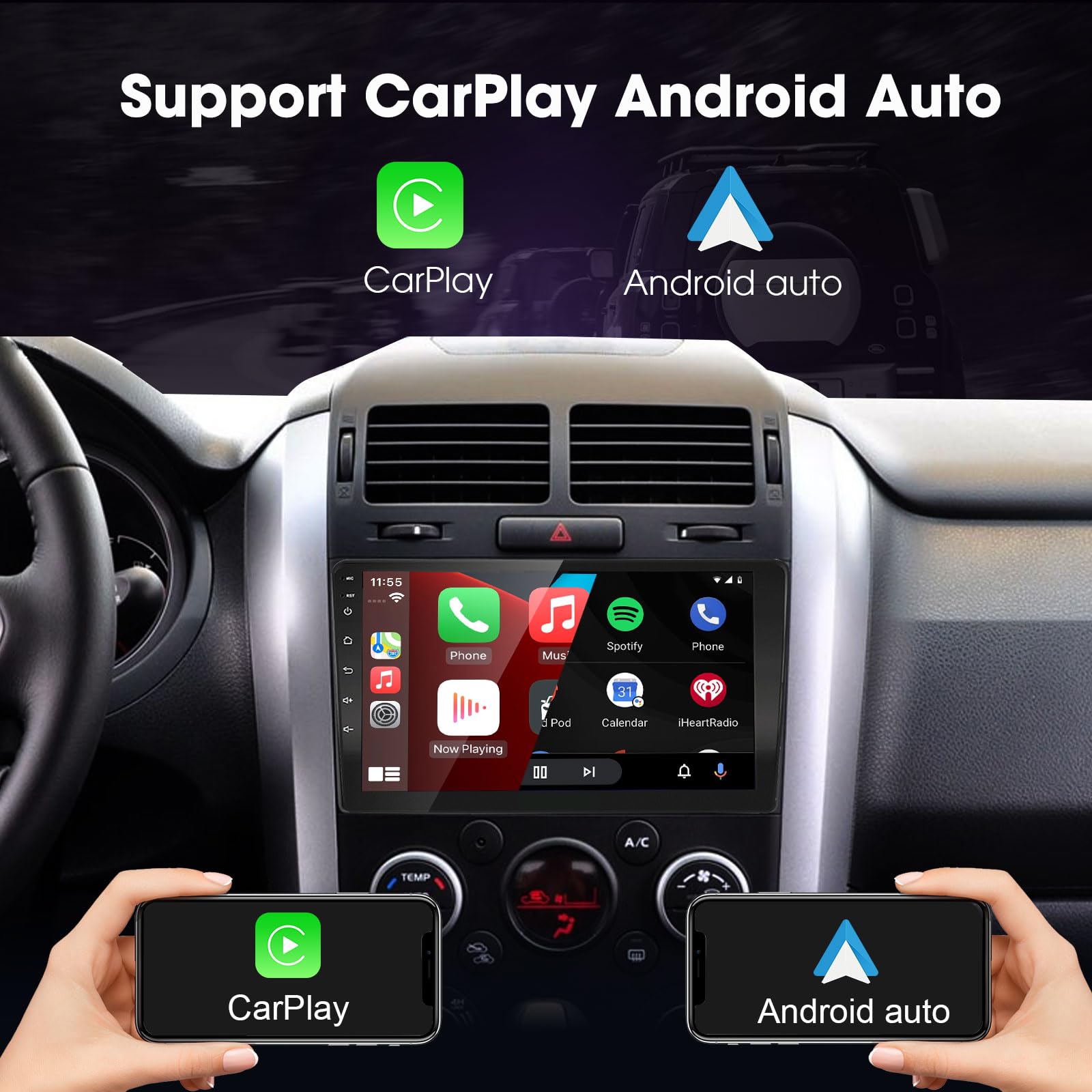 Ezonetronics Android 10.1 radio samochodowe stereo do Suzuki Grand Vitara 2006-2013 9-calowy ekran dotykowy wysokiej rozdzielczości nawigacja GPS Bluetooth USB WIFI AM FM RDS lustro link odtwarzacz 2G