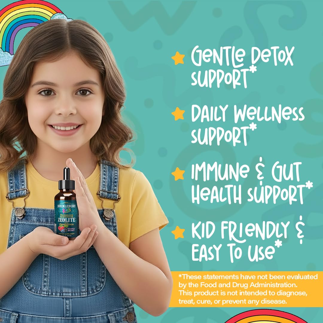 BUCKLEBURY Liquid Zeolite Detox for Kids with Probiotics - Sugar Free Natural Berry Flavour Probiotics for Kids - Zeolite Heavy Metal Detox and Immune Support - 2 Fl Oz — Amazon image 2