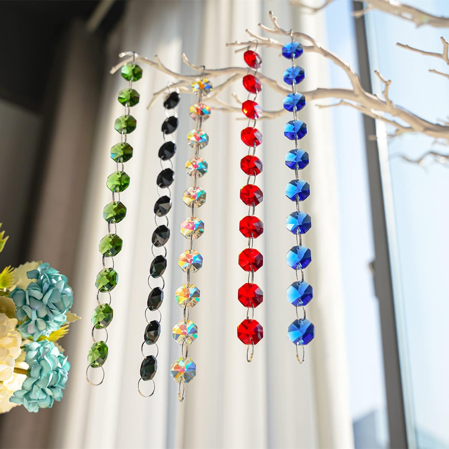 14mm 100pcs Crystal Suncatcher Octagon Beads Prisms, Ideal for Jewelry Making, Chandelier Crystals DIY Parts, Chandelier Replacements,Arts Crafts(Blue) - Image 6