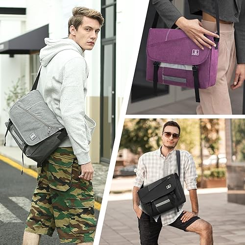 Miniatura 2 de OIWAS Bolsa de mensajero para mujeres y hombres, bolsa de 14 y 15.6 pulgadas para computadora portátil, maletín cruzado, bolsa de hombro para