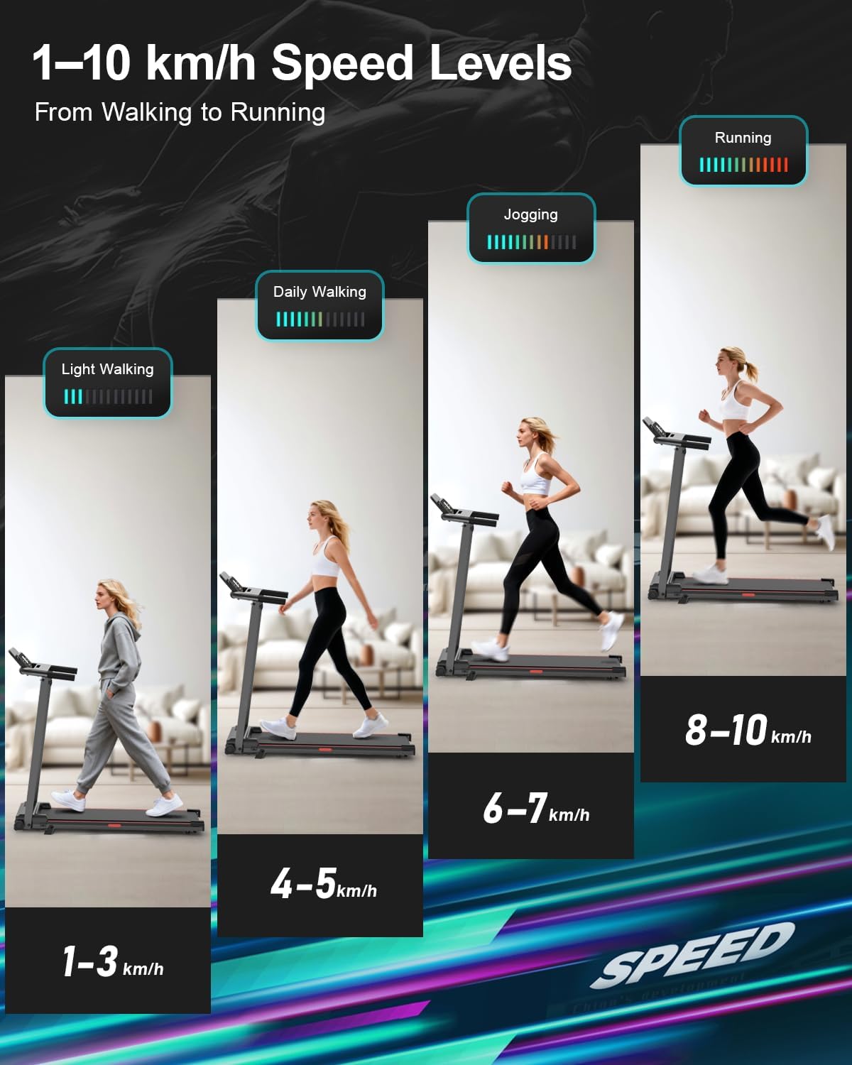 Treadmill for Home Foldable Walking Pad - Running Machine with stable Incline thumbnail 4