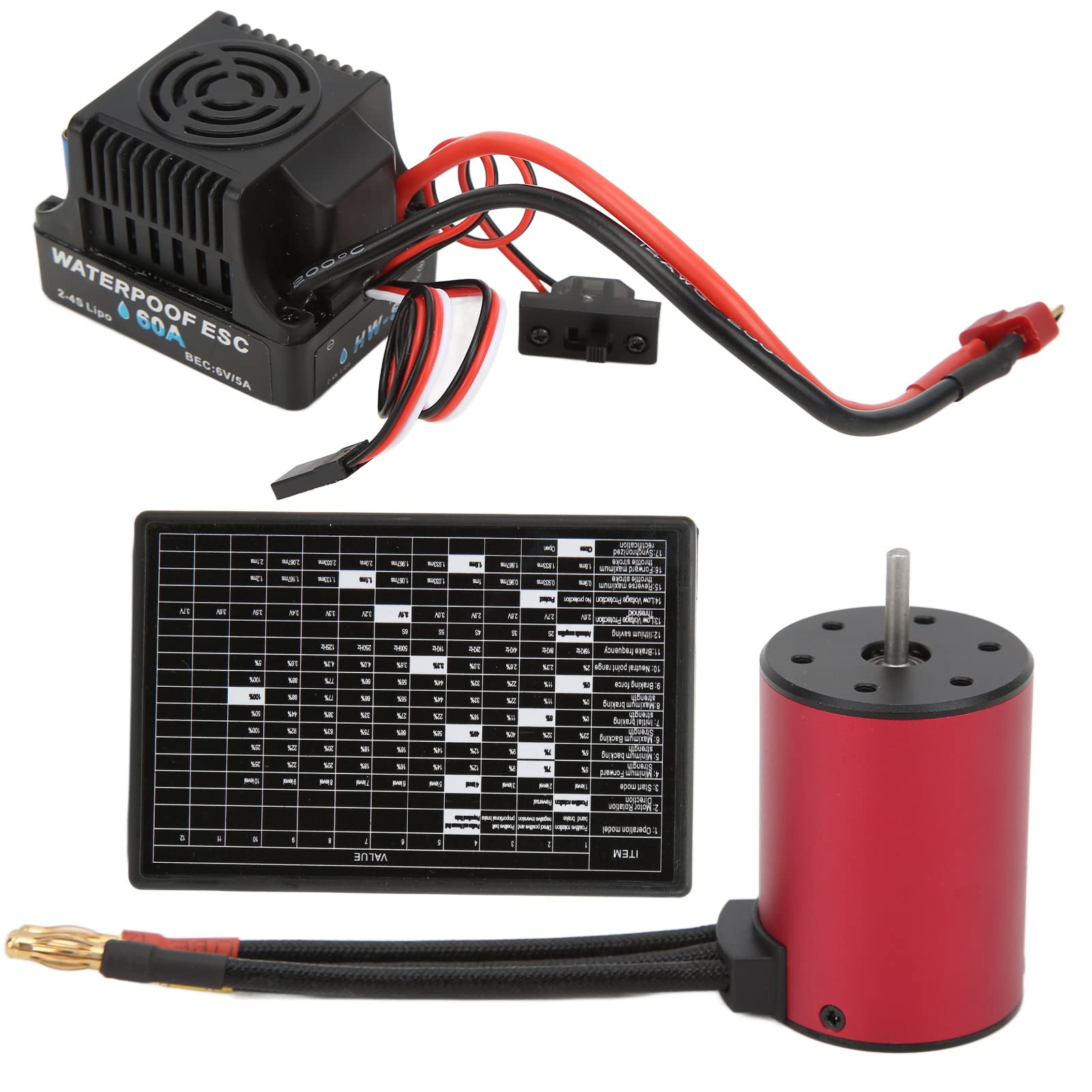 wodoodporny silnik bezszczotkowy do samochodu 1/10 RC 3100kV High Speed 60A ESC z kartą programowania trwały silnik S3650