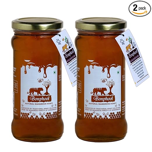 BONPHOOL Natural Mangrove Honey, 490 Grams x 2 bottles (980 gm)