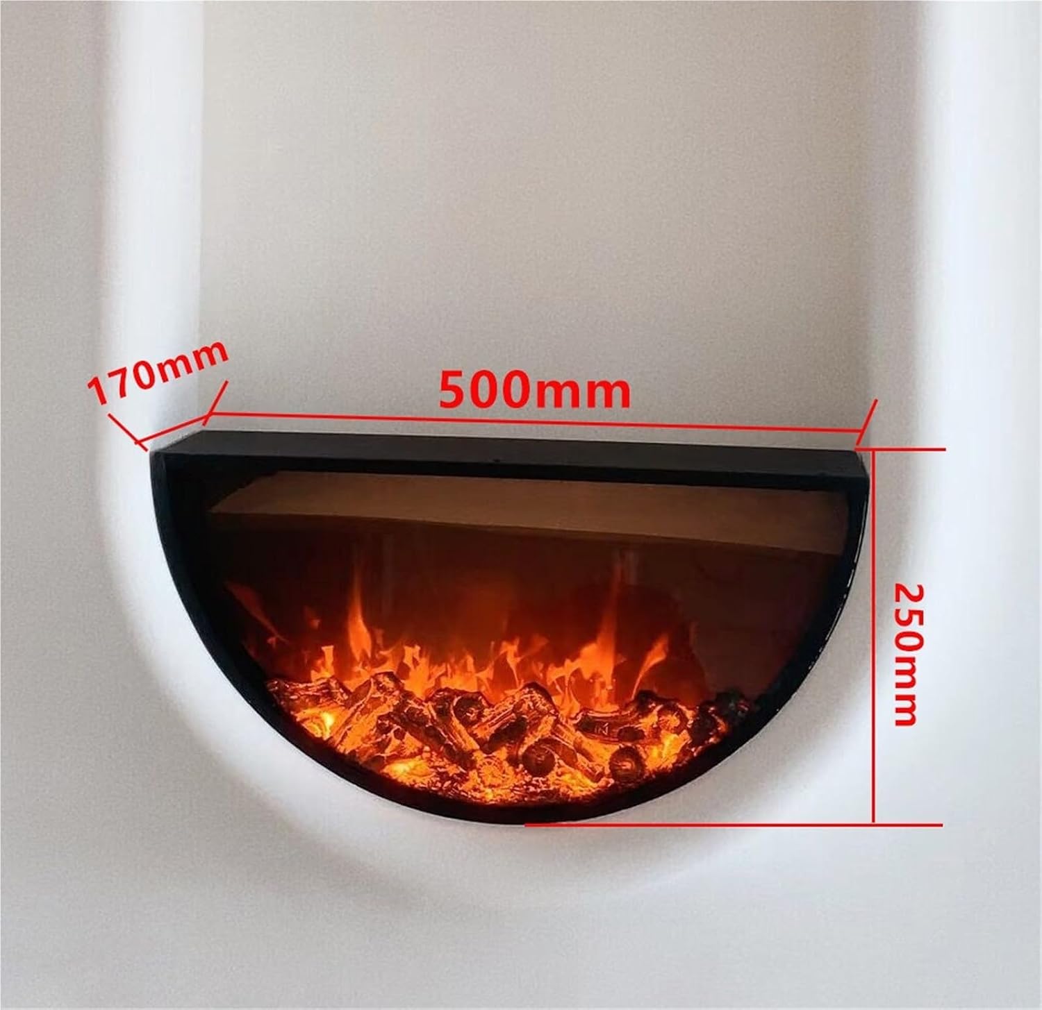 Decorative Fireplace Semi-Circular U-Shaped Embedded Simulated Fireplace Mantle Decorative(Small)