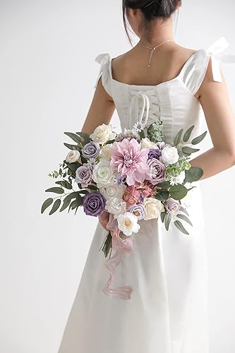 Miniatura 9 de Serra Flora Juego de flores artificiales combinadas con flores sintéticas hojas de flores a granel con tallos arreglos para bricolaje ramos de boda