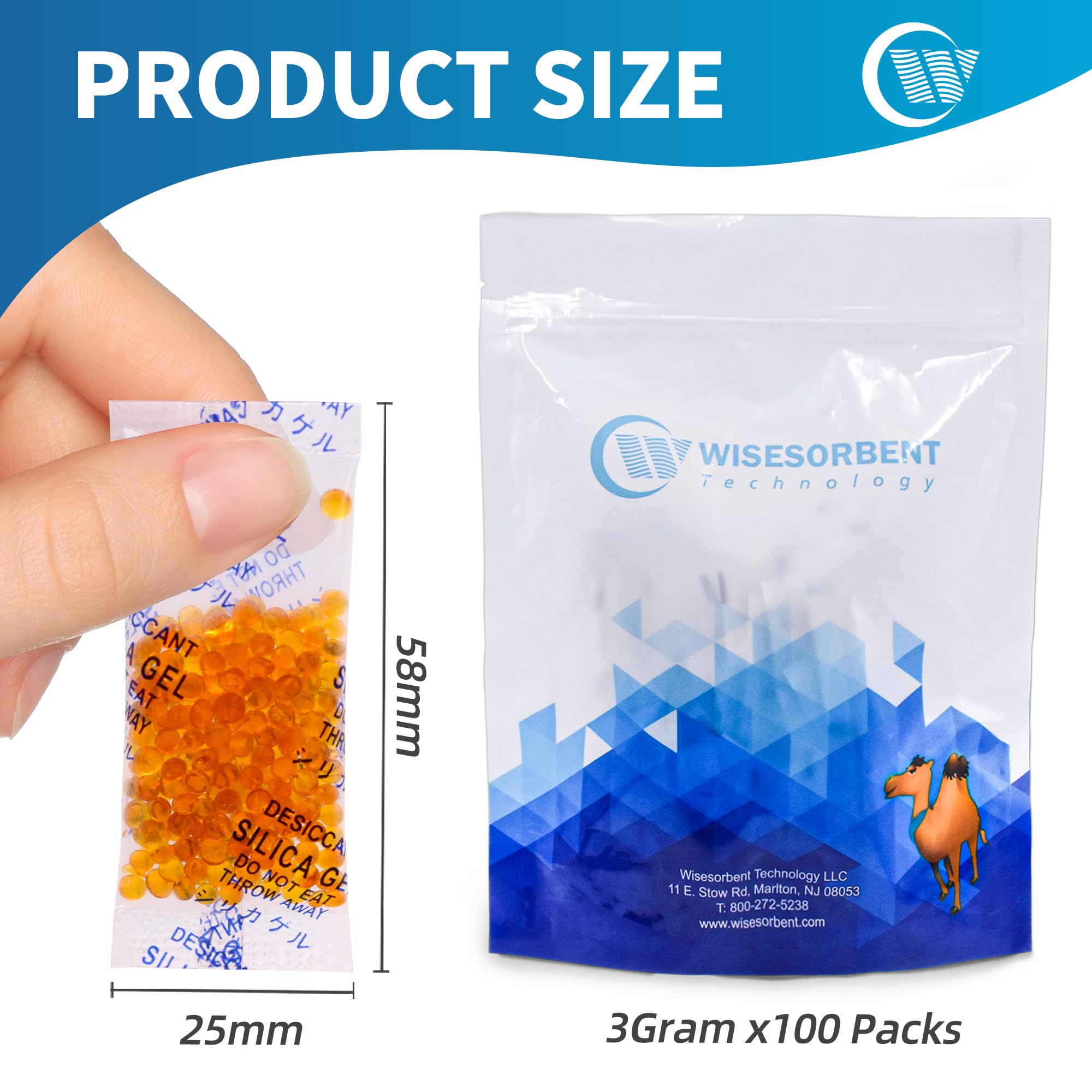 Wisesorb 3g 100Pcs Silica Gel Orange Indicating (Orange to Green