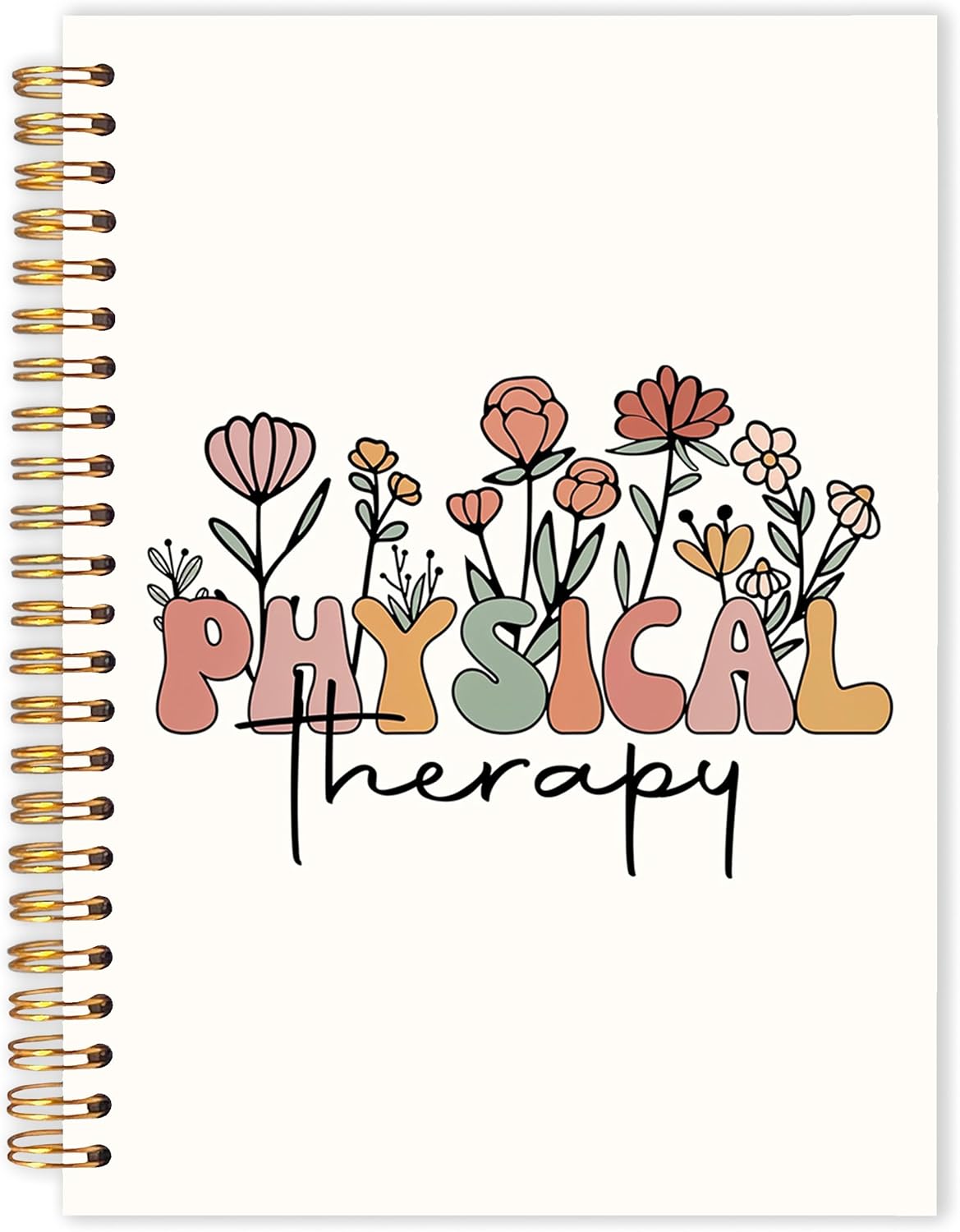 Qabliqo Floral Physical Therapy Spiral Notebook 5.5x8.3, PT Physical Therapist Gifts Journal for Writing, Therapy Notebook Journal for Note Taking, Therapist Office School Supplies