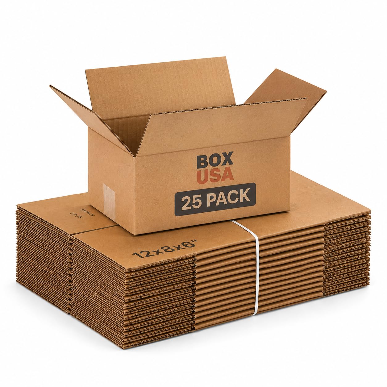 BOX USA Shipping Boxes Medium 12x8x6 25-Pack Corrugated Cardboard
