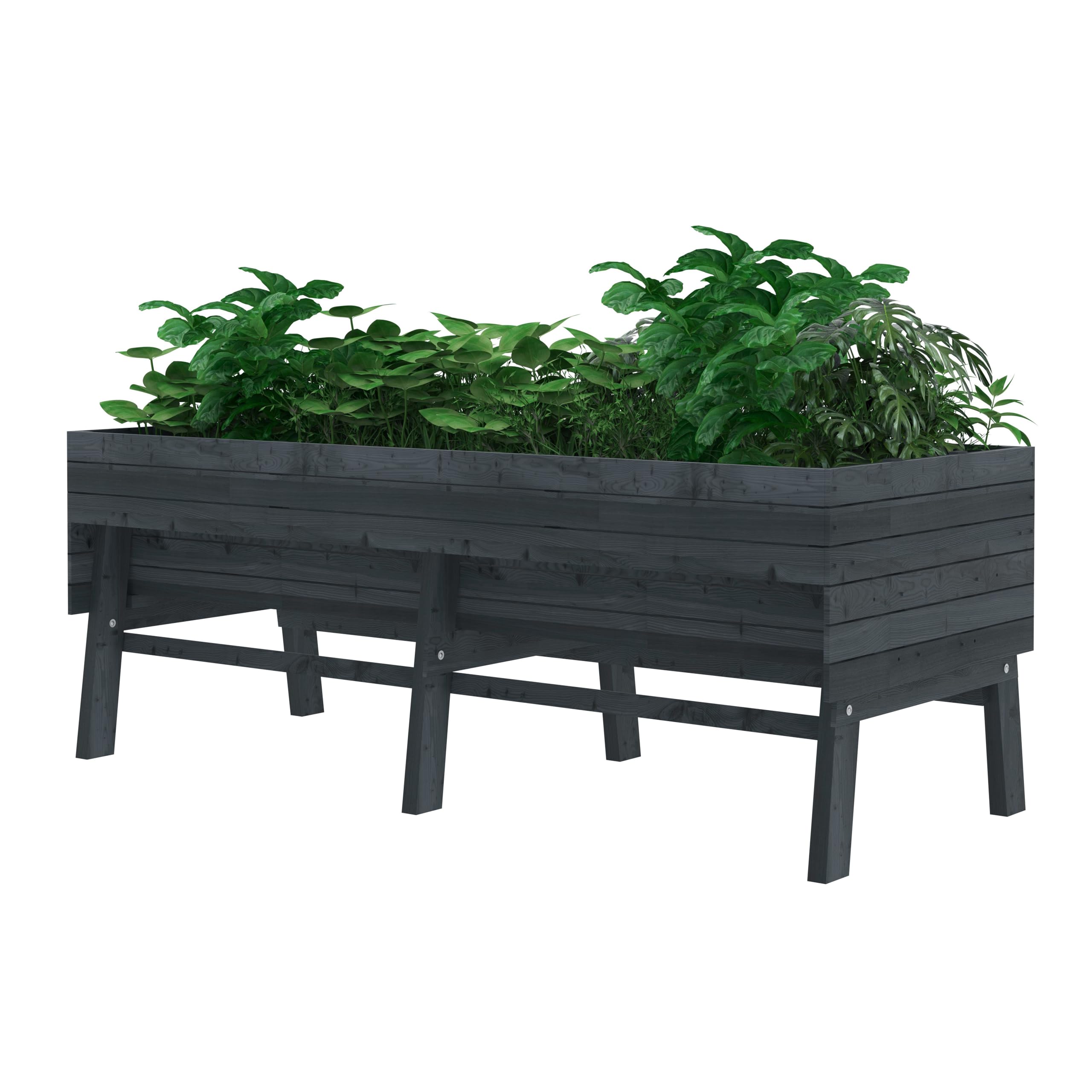 BlueWish Cedar Raised Garden Bed, 28.5" H Raised Garden Bed with 837 lbs Capacity, Detachable Liner, Planter Box for Gardening, Vegetable, Flower, Hub, Grey
