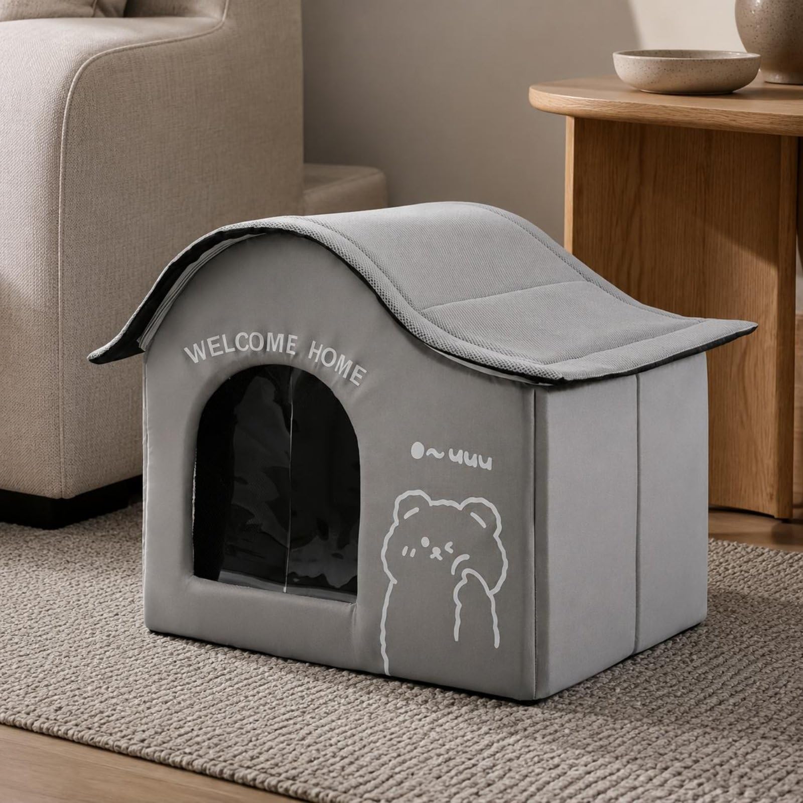 kowaku Rifugio Letto per Animali Cuccia Casa Struttura Isolante E Alloggio Ghiaccio per Benessere Estivo Adatto per Cani, Grigio Mylo + Scatola Di Ghiaccio, L Adatto Per Peso Entro 25 Jin